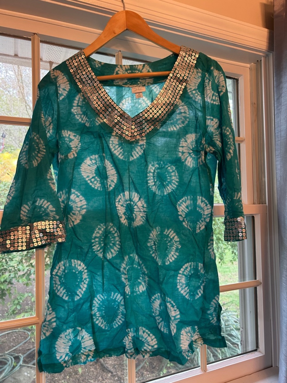 Calypso St. Barth Teal and White Tie-Dye Tunic
